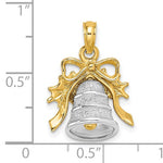 Cargar imagen en el visor de la galería, 14k Yellow White Gold Christmas Bell Holiday Pendant Charm
