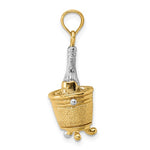 Lataa kuva Galleria-katseluun, 14k Yellow Gold Champagne Bottle Ice Bucket 3D Pendant Charm
