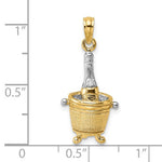 Kép betöltése a galériamegjelenítőbe: 14k Yellow Gold Champagne Bottle Ice Bucket 3D Pendant Charm
