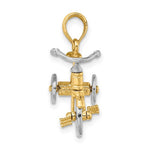 Afbeelding in Gallery-weergave laden, 14k Yellow White Gold Two Tone Tricycle 3D Moveable Pendant Charm
