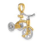 Загрузить изображение в средство просмотра галереи, 14k Yellow White Gold Two Tone Tricycle 3D Moveable Pendant Charm
