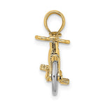 Charger l&#39;image dans la galerie, 14k Yellow White Gold Two Tone Bicycle 3D Moveable Pendant Charm
