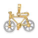 Cargar imagen en el visor de la galería, 14k Yellow White Gold Two Tone Bicycle 3D Moveable Pendant Charm

