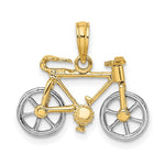 Cargar imagen en el visor de la galería, 14k Yellow White Gold Two Tone Bicycle 3D Moveable Pendant Charm

