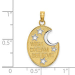 Carica l&#39;immagine nel visualizzatore di Gallery, 14k Yellow Gold Celestial Moon Stars Wish Dream Believe Pendant Charm
