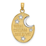 Indlæs billede til gallerivisning 14k Yellow Gold Celestial Moon Stars Wish Dream Believe Pendant Charm
