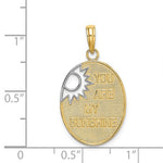 Load image into Gallery viewer, 14k Yellow Gold Celestial Sun You Are My Sunshine Pendant Charm
