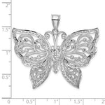 Cargar imagen en el visor de la galería, 14k White Gold Butterfly Diamond Cut Large Pendant Charm
