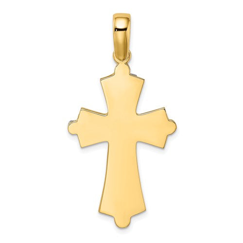 14k Gold Yellow Gold and Rhodium Two Tone Cross Rope Pendant Charm