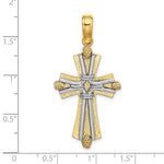 Carica l&#39;immagine nel visualizzatore di Gallery, 14k Gold Yellow Gold and Rhodium Two Tone Cross Rope Pendant Charm
