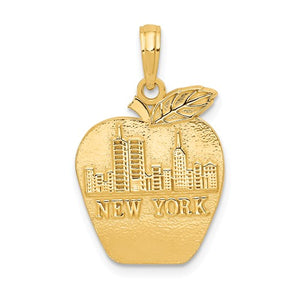 14k Yellow Gold New York Skyline Apple Pendant Charm