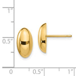 이미지를 갤러리 뷰어에 로드 , 14k Yellow Gold 12 x 6mm Oval Button Geometric Style Stud Post Earrings
