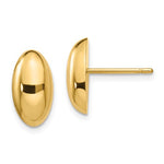 Indlæs billede til gallerivisning 14k Yellow Gold 12 x 6mm Oval Button Geometric Style Stud Post Earrings
