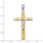 Indlæs billede til gallerivisning 14k Yellow White Gold Two Tone Cross Crucifix Pendant Charm
