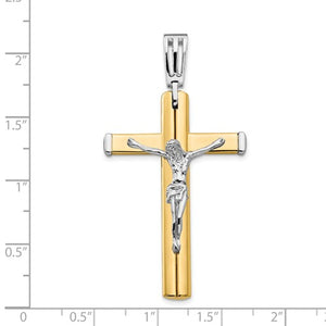 14k Yellow White Gold Two Tone Cross Crucifix Pendant Charm