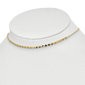 14k Yellow Gold Diamond Cut Adjustable Choker Collar Necklace