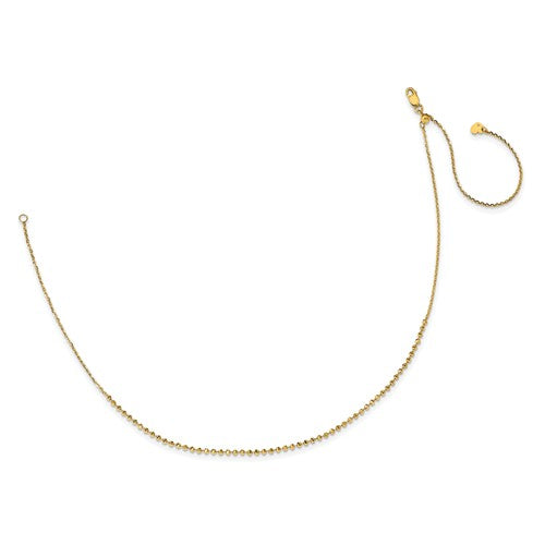 14k Yellow Gold Diamond Cut Beaded Adjustable Choker Collar Necklace