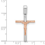 Load image into Gallery viewer, 14k White Rose Gold Two Tone Cross Crucifix Hollow Pendant Charm
