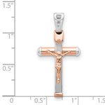 Carregar imagem no visualizador da galeria, 14k White Rose Gold Two Tone Cross Crucifix Hollow Pendant Charm
