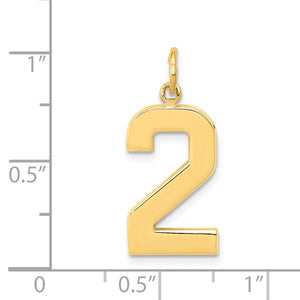 14k Yellow Gold Number 2 Two Pendant Charm