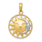 Lataa kuva Galleria-katseluun, 14k Yellow Gold and Rhodium Sun Moon Celestial Pendant Charm
