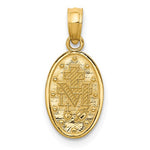 Lataa kuva Galleria-katseluun, 14k Yellow Gold and Rhodium Blessed Virgin Mary Miraculous Medal Oval Small Pendant Charm
