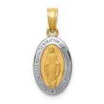 Lataa kuva Galleria-katseluun, 14k Yellow Gold and Rhodium Blessed Virgin Mary Miraculous Medal Oval Small Pendant Charm
