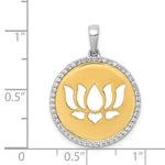 將圖片載入圖庫檢視器 14k Yellow White Gold Two Tone Diamond Lotus Flower Pendant Charm
