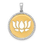Φόρτωση εικόνας στο εργαλείο προβολής Συλλογής, 14k Yellow White Gold Two Tone Diamond Lotus Flower Pendant Charm
