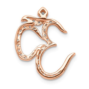 14k Rose Gold 1/3 CTW Genuine Diamond Om Symbol Chain Slide Pendant Charm