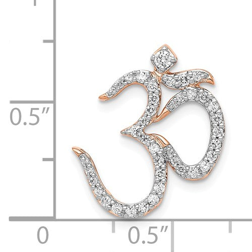 14k Rose Gold 1/3 CTW Genuine Diamond Om Symbol Chain Slide Pendant Charm