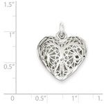 Kép betöltése a galériamegjelenítőbe: Sterling Silver Puffy Filigree Heart 3D Pendant Charm
