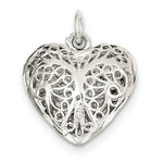 將圖片載入圖庫檢視器 Sterling Silver Puffy Filigree Heart 3D Pendant Charm
