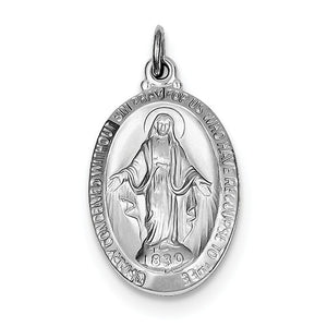Sterling Silver Blessed Virgin Mary Miraculous Medal Oval Pendant Charm