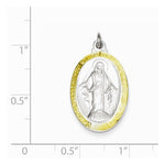Indlæs billede til gallerivisning Sterling Silver Vermeil Blessed Virgin Mary Miraculous Medal Pendant Charm
