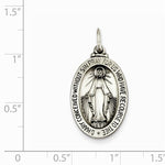 이미지를 갤러리 뷰어에 로드 , Sterling Silver Blessed Virgin Mary Miraculous Medal Oval Pendant Charm
