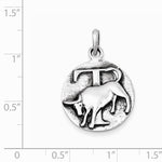Afbeelding in Gallery-weergave laden, Sterling Silver Zodiac Horoscope Taurus Antique Finish Pendant Charm
