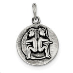 Load image into Gallery viewer, Sterling Silver Zodiac Horoscope Gemini Antique Finish Pendant Charm
