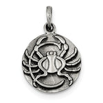 Load image into Gallery viewer, Sterling Silver Zodiac Horoscope Cancer Antique Finish Pendant Charm
