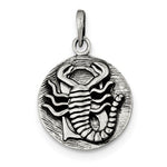 Load image into Gallery viewer, Sterling Silver Zodiac Horoscope Scorpio Antique Finish Pendant Charm
