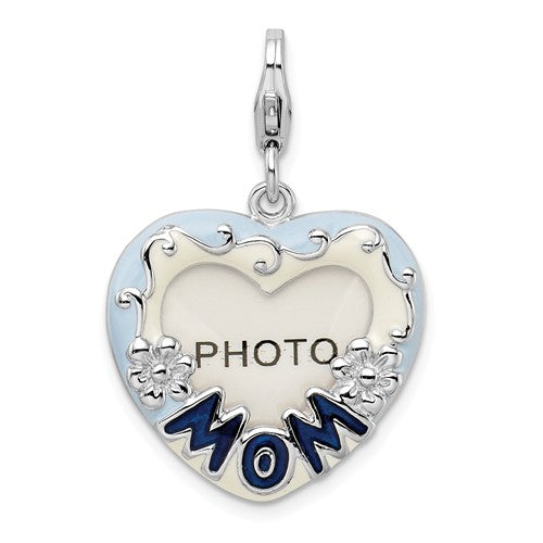 Amore La Vita Sterling Silver Mom Heart Photo Picture Frame Charm