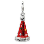 Kép betöltése a galériamegjelenítőbe: Amore La Vita Sterling Silver Enamel Red Party Hat 3D Charm
