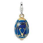 Load image into Gallery viewer, Amore La Vita Sterling Silver Enamel Blue Egg 3D Charm
