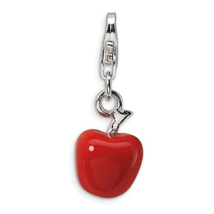 Amore La Vita Sterling Silver Enamel Red Apple 3D Charm