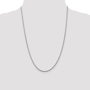 Sterling Silver 1.75mm Rhodium Plated Diamond Cut Rope Necklace Pendant Chain