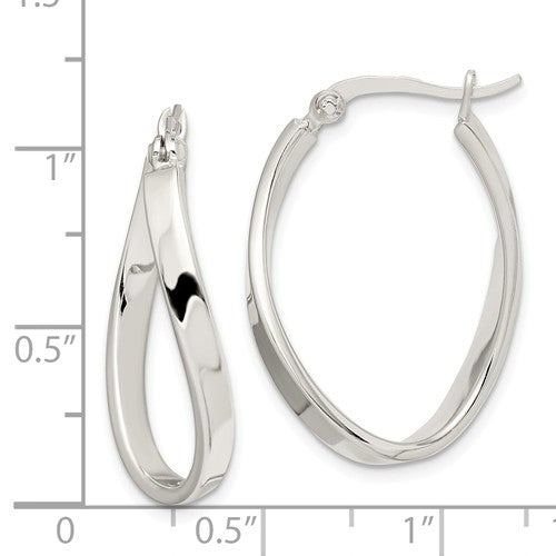 Sterling Silver Twisted Hoop Earrings 27mm x 20mm