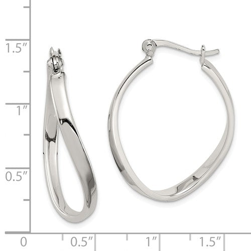 Sterling Silver Twisted Hoop Earrings 32mm x 24mm