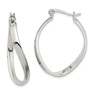 Sterling Silver Twisted Hoop Earrings 32mm x 24mm