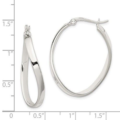 Sterling Silver Twisted Hoop Earrings 31mm x 25mm