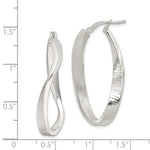 Carica l&#39;immagine nel visualizzatore di Gallery, Sterling Silver Twisted Hoop Earrings Brushed Satin Finish 35mm x 17mm

